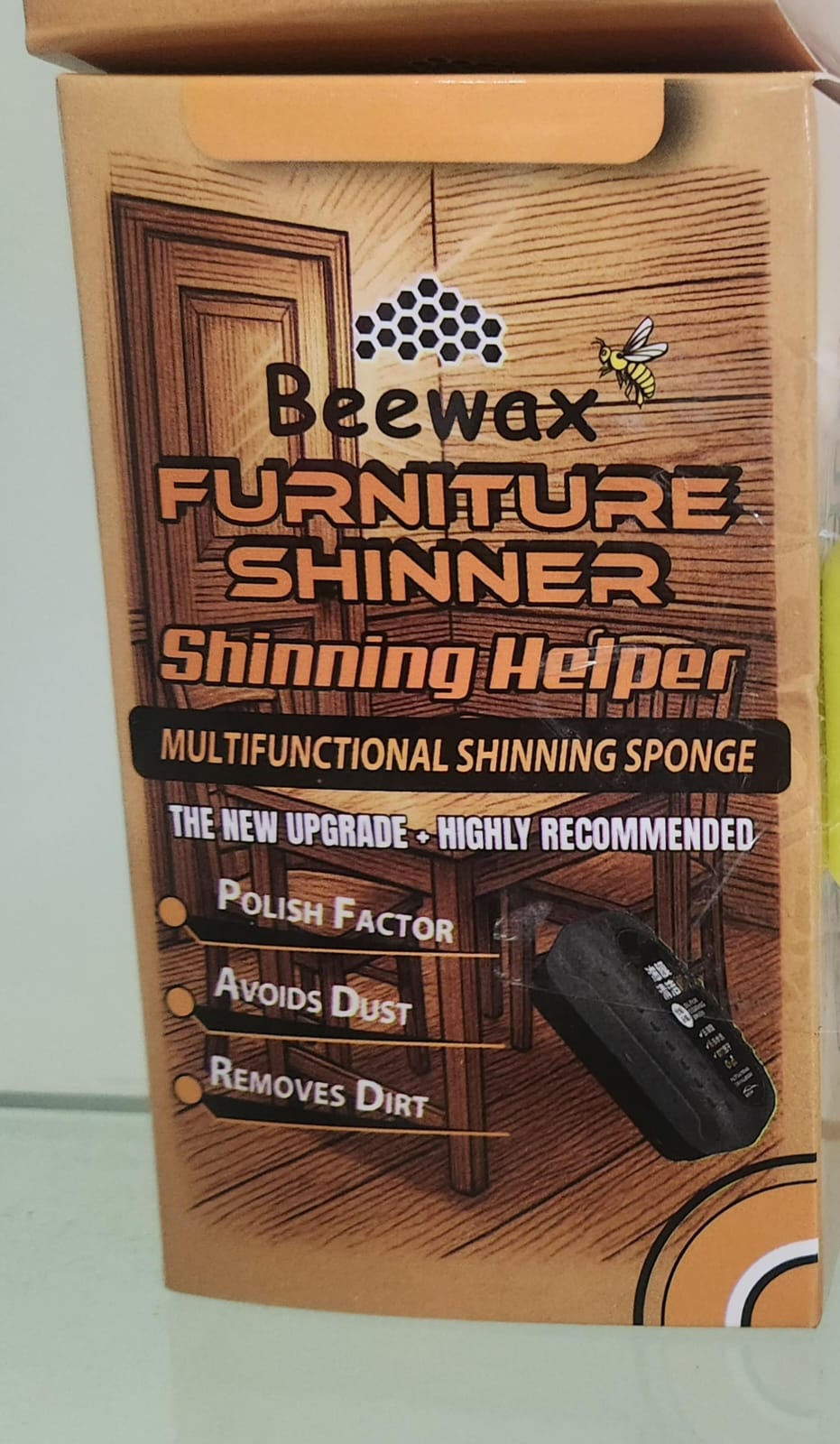 Beeswax Furniture Shiner Sponge – Wood Polish & Cleaner for a Natural Shine