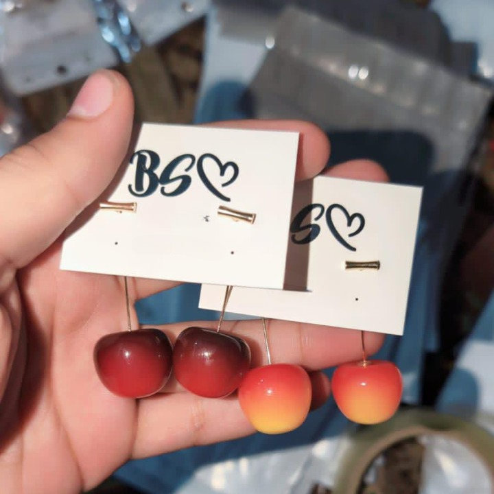 Trendy Korean Cherry Drop Earrings for Women π | Cute Long Stem Minimalist Red Cherry Earrings | Aesthetic Statement Jewelry for Casual & Party Outfits