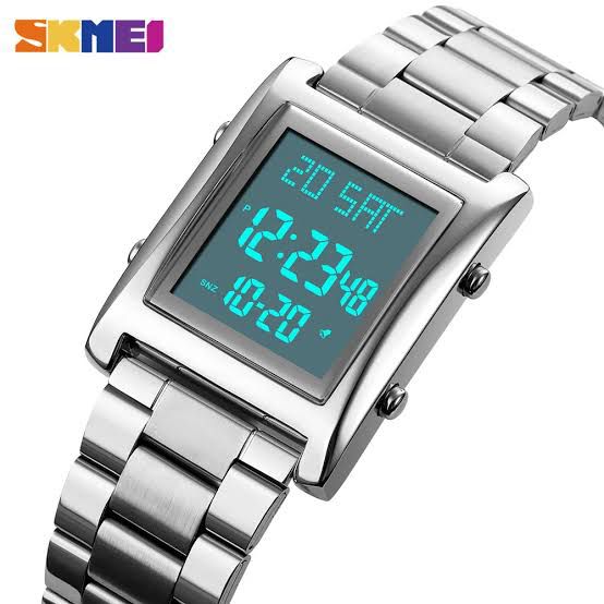 Men’s Digital Square Watch – Stainless Steel Chain, Quartz Movement, Without box