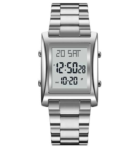 Men’s Digital Square Watch – Stainless Steel Chain, Quartz Movement, Without box