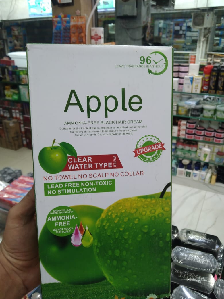 Apple Hair Color 500 ml Ammonia-Free Black Hair Color Cream – Natural-Looking Coverage with Nourishing Formula
