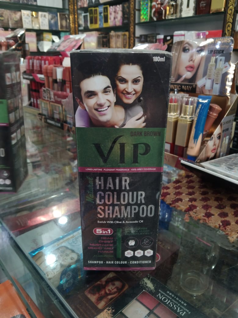 5-in-1 Hair Colour Shampoo Brown – Natural Ammonia-Free Hair Dye for Hair, Beard, Moustache & Body Hair (180ml)