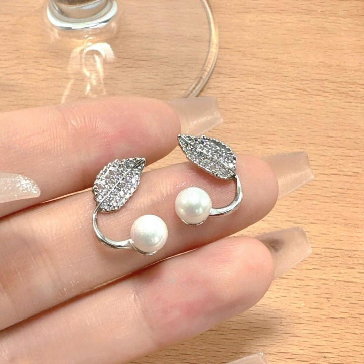 Leaf Pearl Earrings - Classy and Feminine Jewelry for Daily & Party Wear - Studs For Girls And Womens