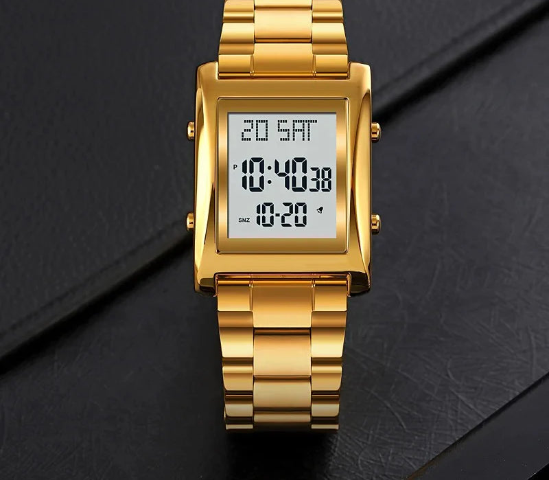 Men’s Digital Square Watch – Stainless Steel Chain, Quartz Movement, Without box
