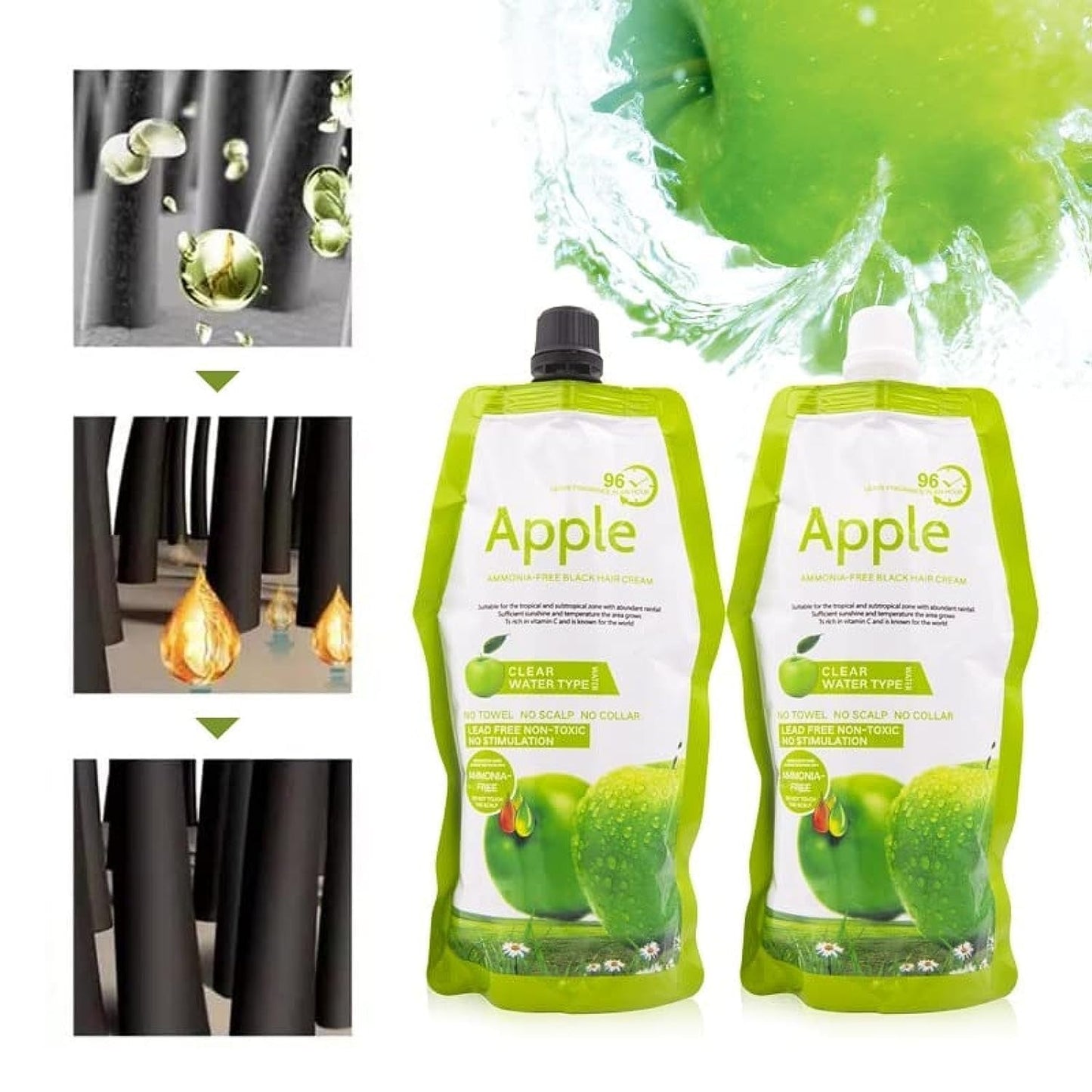 Apple Hair Color 500 ml Ammonia-Free Black Hair Color Cream – Natural-Looking Coverage with Nourishing Formula
