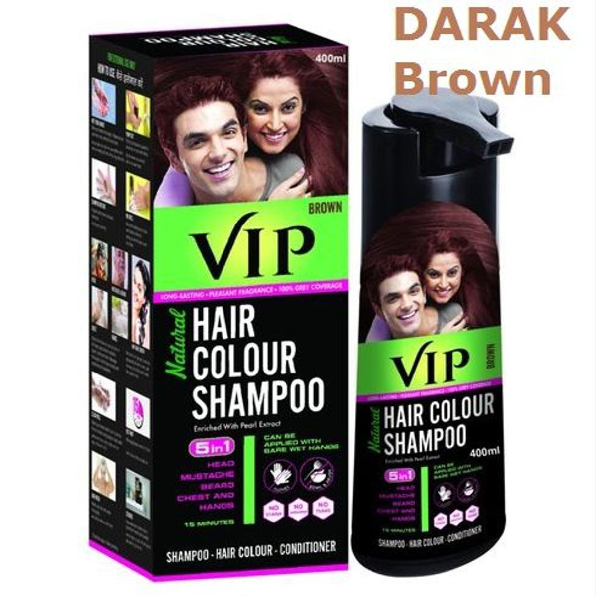 5-in-1 Hair Colour Shampoo Brown – Natural Ammonia-Free Hair Dye for Hair, Beard, Moustache & Body Hair (180ml)