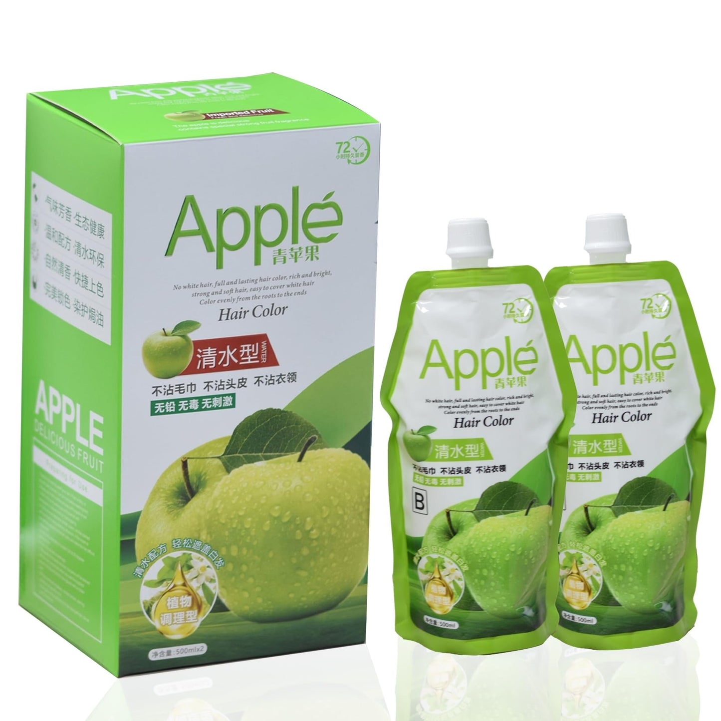 Apple Hair Color 500 ml Ammonia-Free Black Hair Color Cream – Natural-Looking Coverage with Nourishing Formula