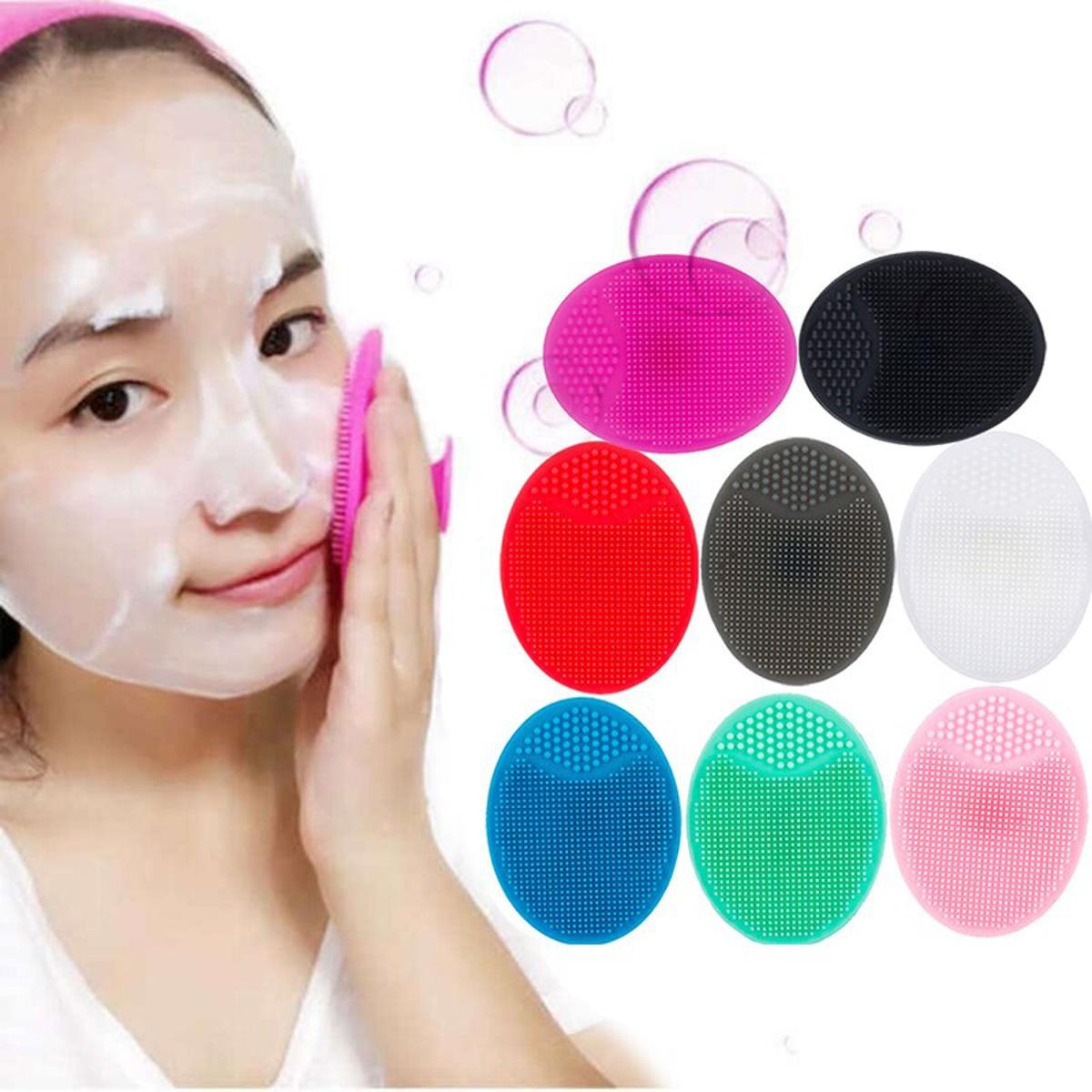 Soft Silicone Face Cleansing Brush Pad – Gentle Facial Washing & Exfoliating Massage Tool for Deep Pore Cleansing | Blackhead Removal & Skin Care | Soft Silicone Face Massager - (Random Colors)