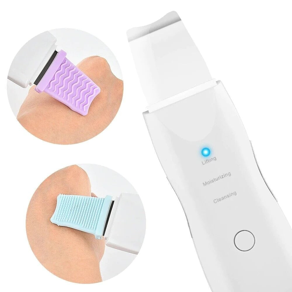 Rechargeable Ultrasonic Skin Scrubber – Deep Cleansing Facial Spatula & Blackhead Remover with Vibration & Peeling Modes