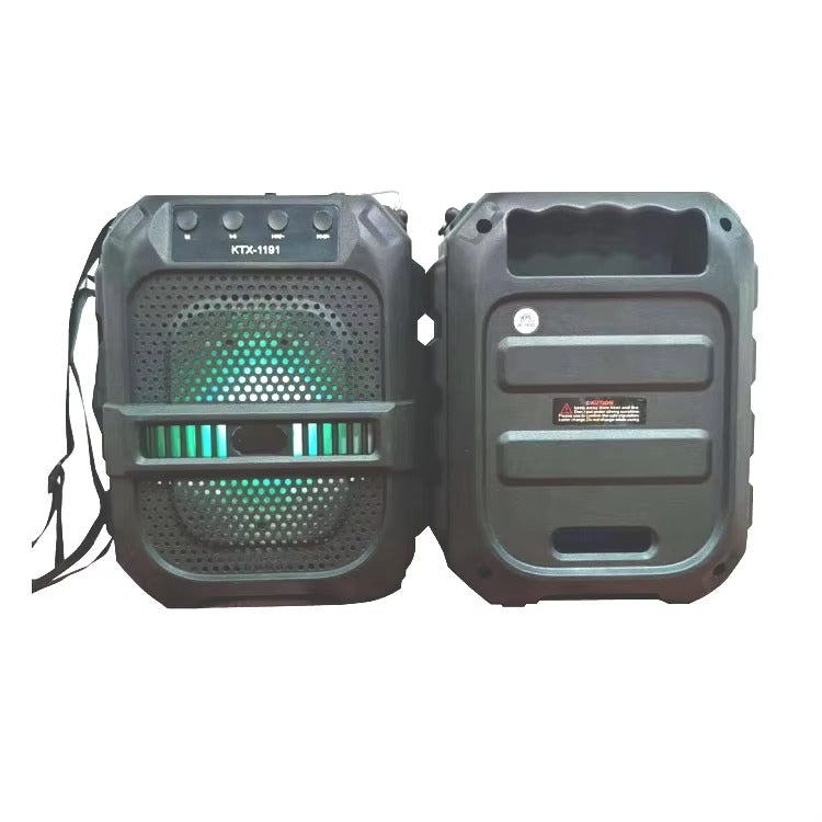 GTS-1191 10W Wireless Portable Bluetooth Speaker with 6.5" Subwoofer, FM Radio, 1200mAh Battery, Loud Volume, USB/AUX/TF Support, Belt Strap for Outdoor Travel, Party, Picnic, Camping Use