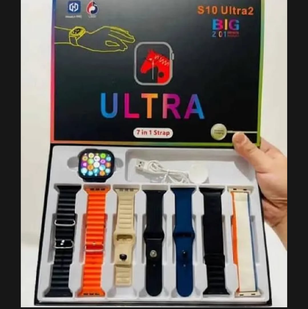 S10 Ultra 2 Smart Watch with 7 stylish interchangeable straps and titanium alloy body