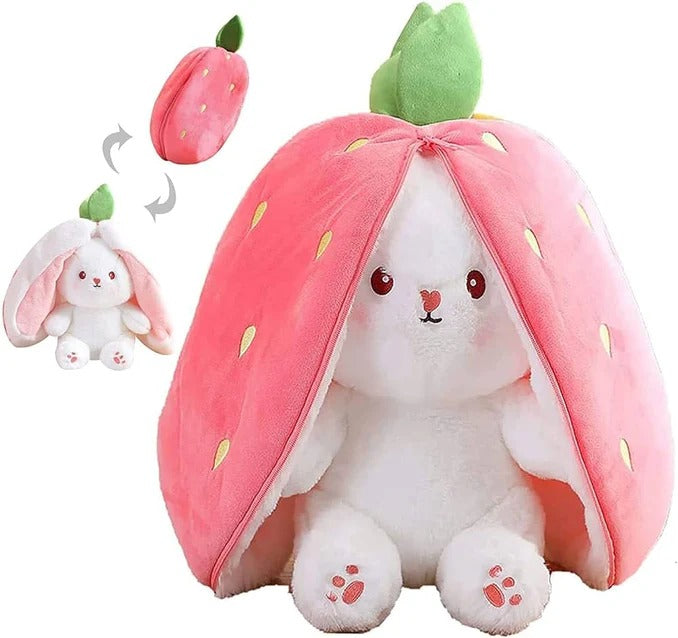 Rabbit New Creative Strawberry Rabbit Plush Soft Doll Hug Pillow | Best Quality Stuff Toy For Babies &amp; Kids - Random Color