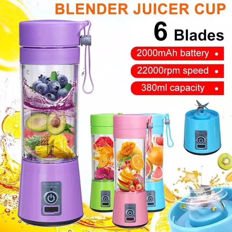 Portable Mini 6 blade Juicer blender | Outdoor Juicing Cup (380ml) - Rechargeable [random]