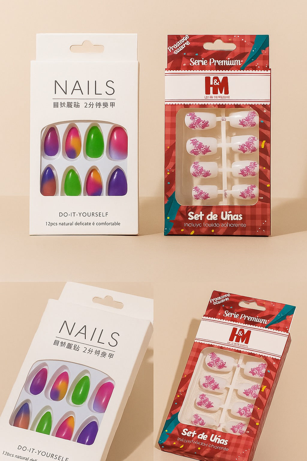Artificial Press-On Nails Combo Set – Vibrant Colors &amp; Trendy Designs | Reusable &amp; Easy to Apply Nail Art Kit for All Occasions | Artificial Nails