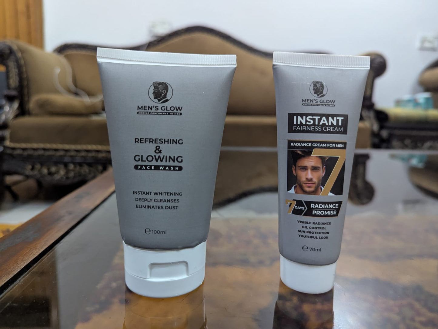 Men's Glow Facewash Bundle – Facewash + Whitening Cream Combo Set